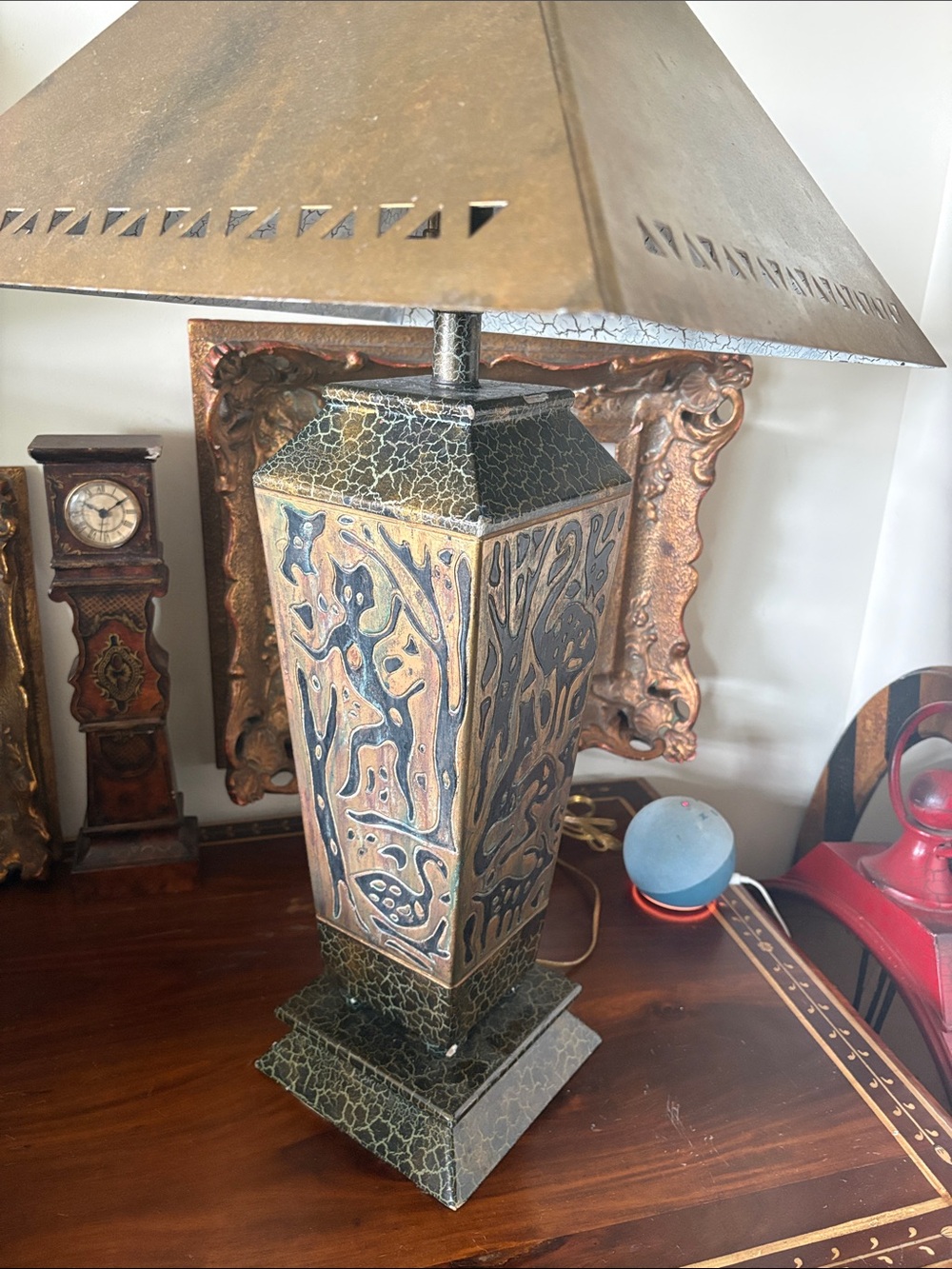Home Art Decorative Crackle Ceramic Table Lamp - Bronze/Black